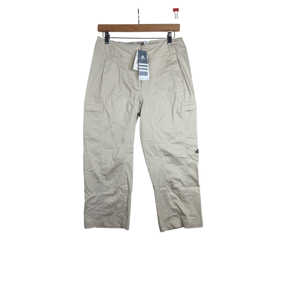 New Vintage Adidas Cropped‎ Capri Pants size 6 Cream/Black